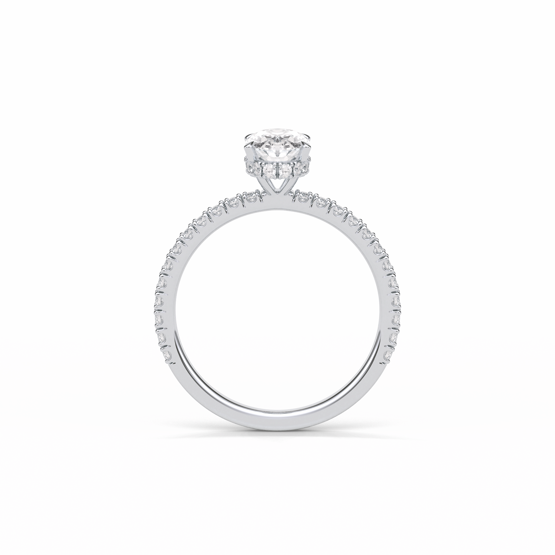 Oval Pave & Hidden Halo Lab Grown Diamond Engagement Ring