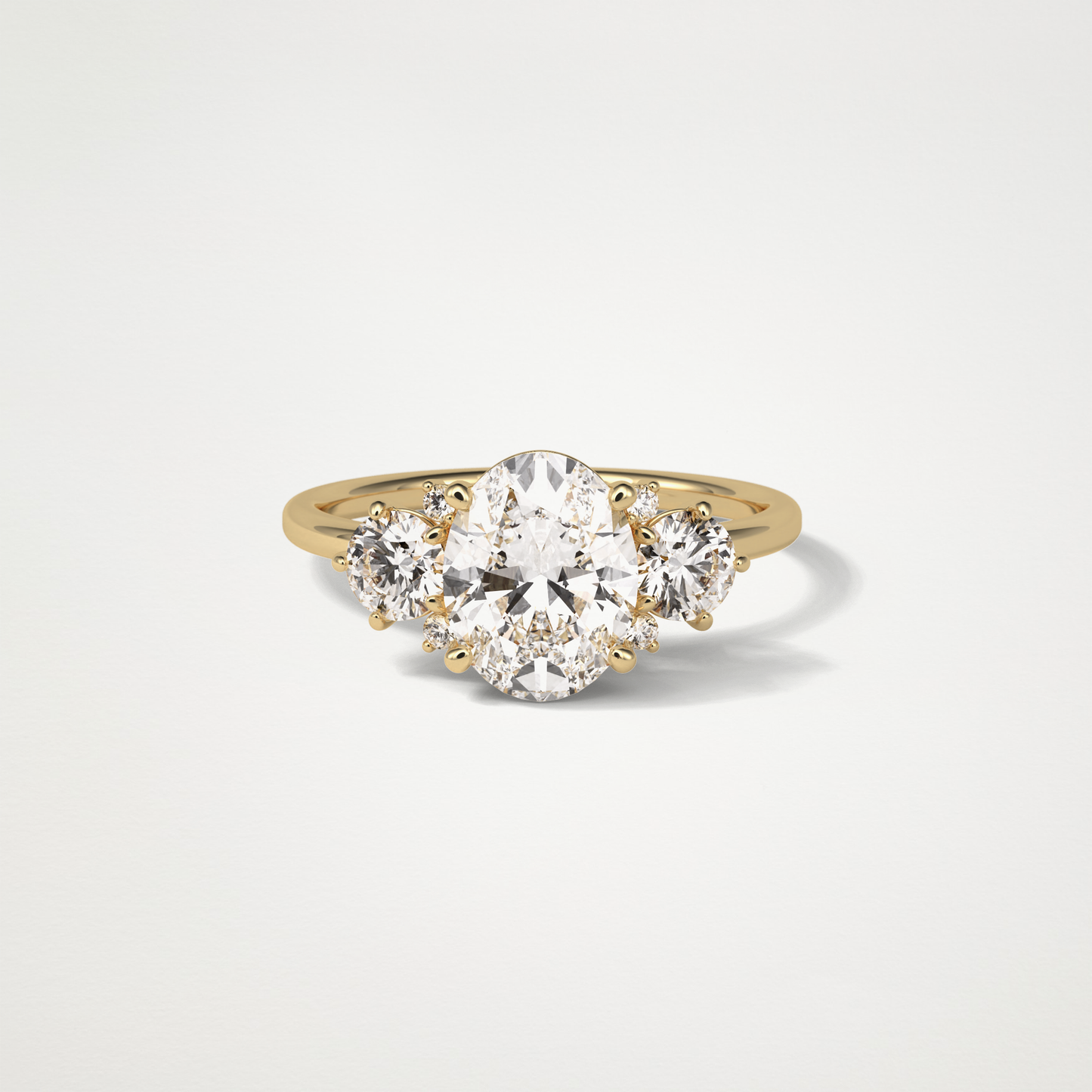 Oval Three Stones Lab Grown Diamond Engagement Ring