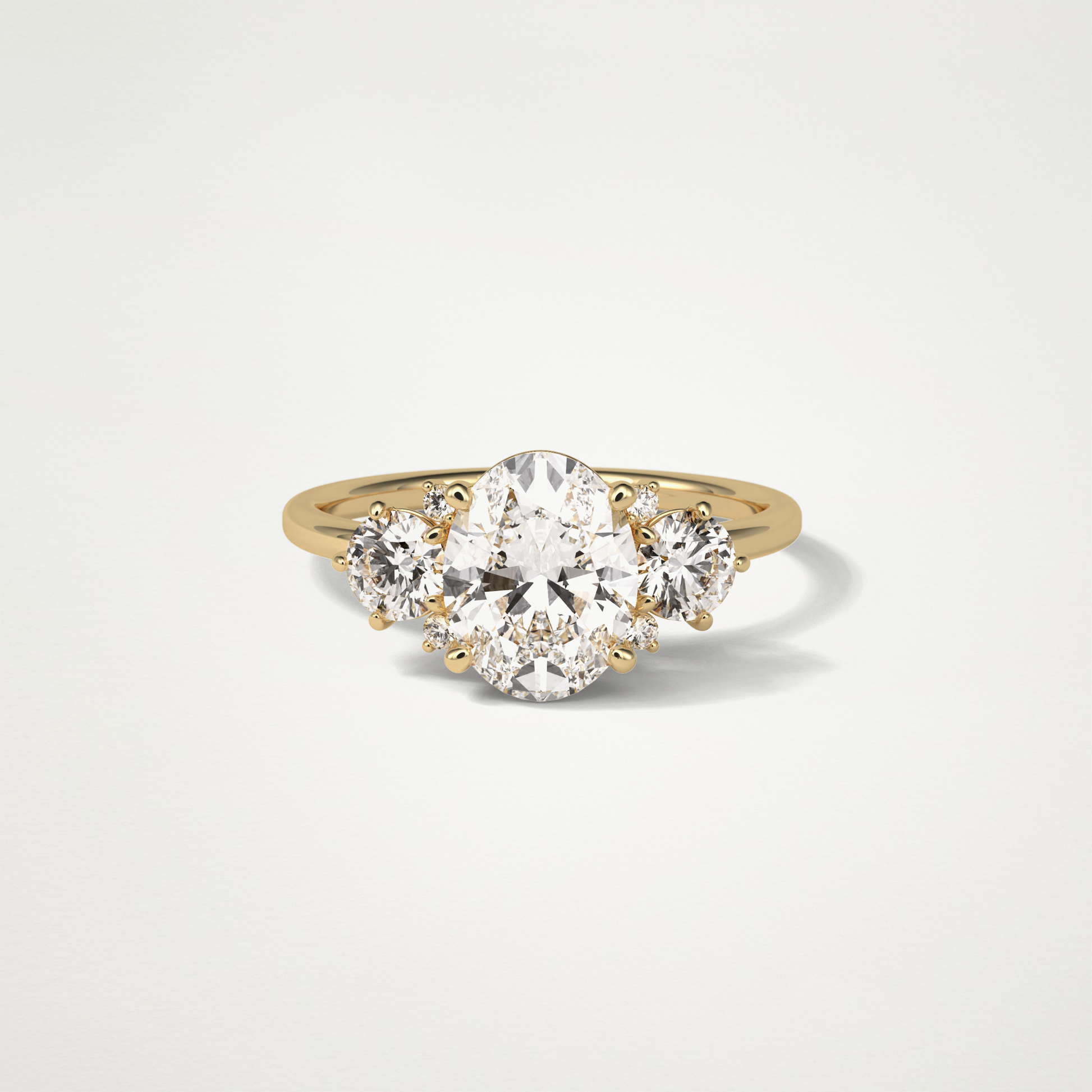 Oval Three Stones Lab Grown Diamond Engagement Ring