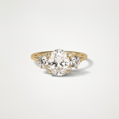 Oval Three Stones Lab Grown Diamond Engagement Ring