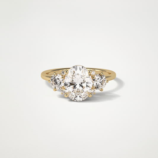 Oval Three Stones Lab Grown Diamond Engagement Ring