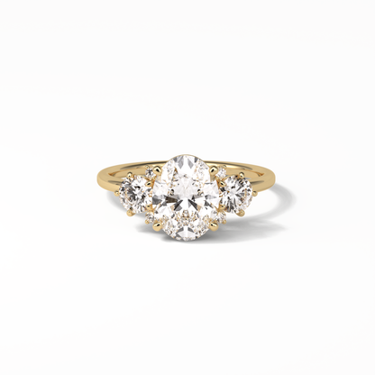 Oval Three Stones Lab Grown Diamond Engagement Ring