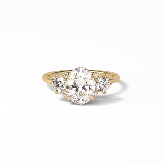 Oval Three Stones Lab Grown Diamond Engagement Ring