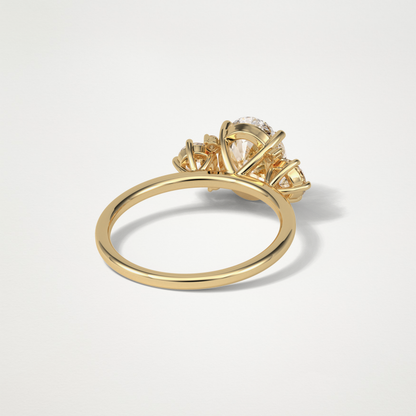 Oval Three Stones Lab Grown Diamond Engagement Ring