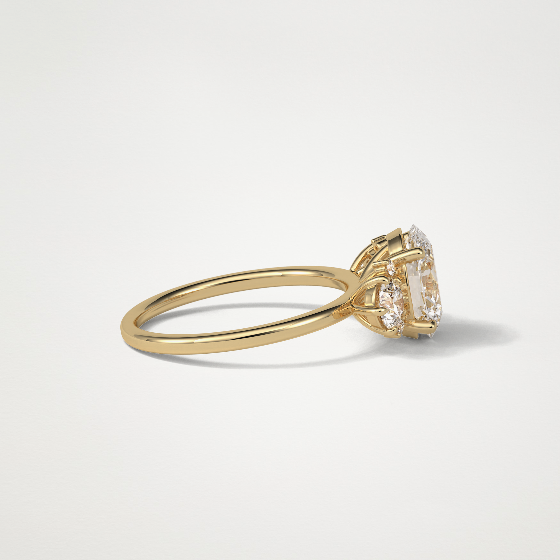 Oval Three Stones Lab Grown Diamond Engagement Ring