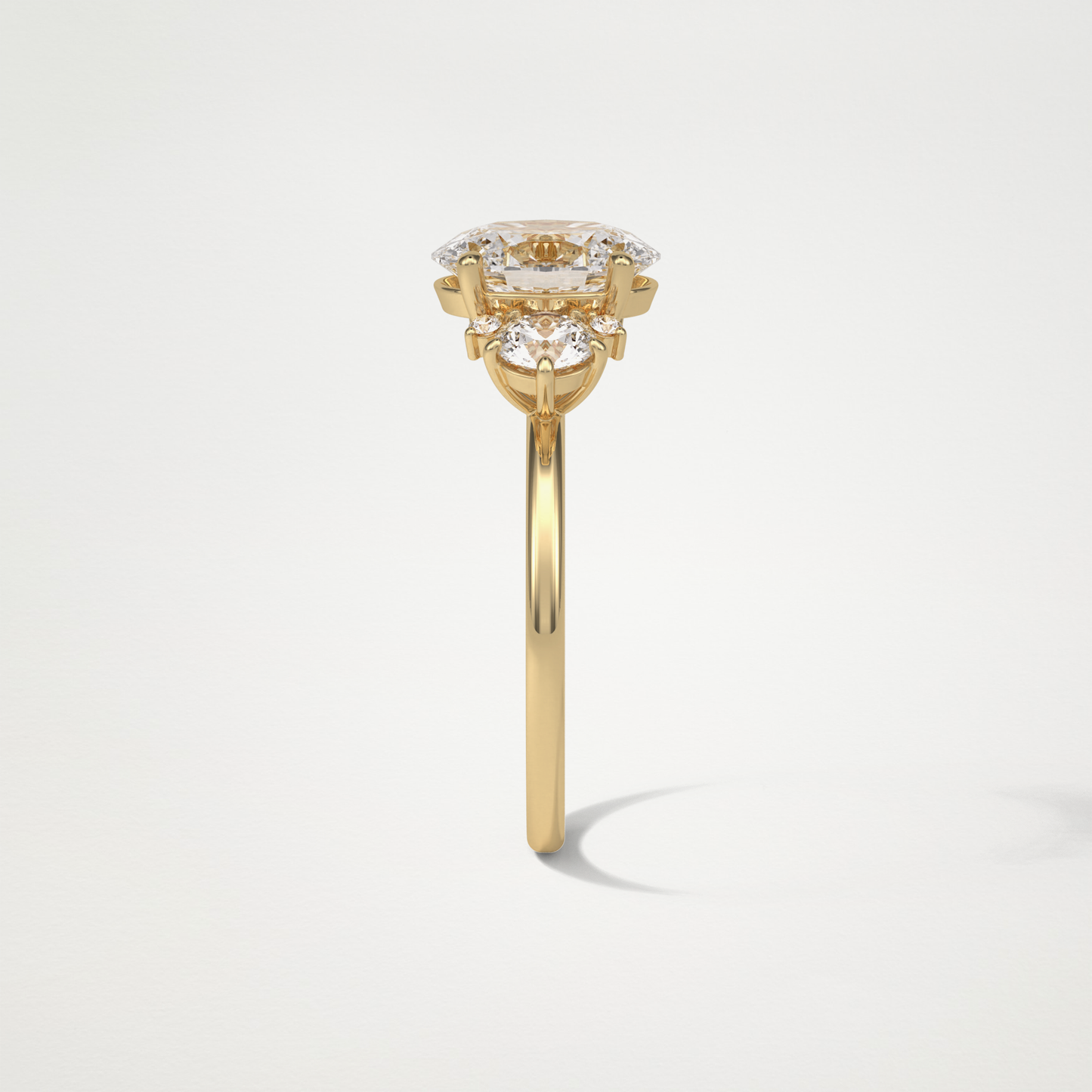Oval Three Stones Lab Grown Diamond Engagement Ring