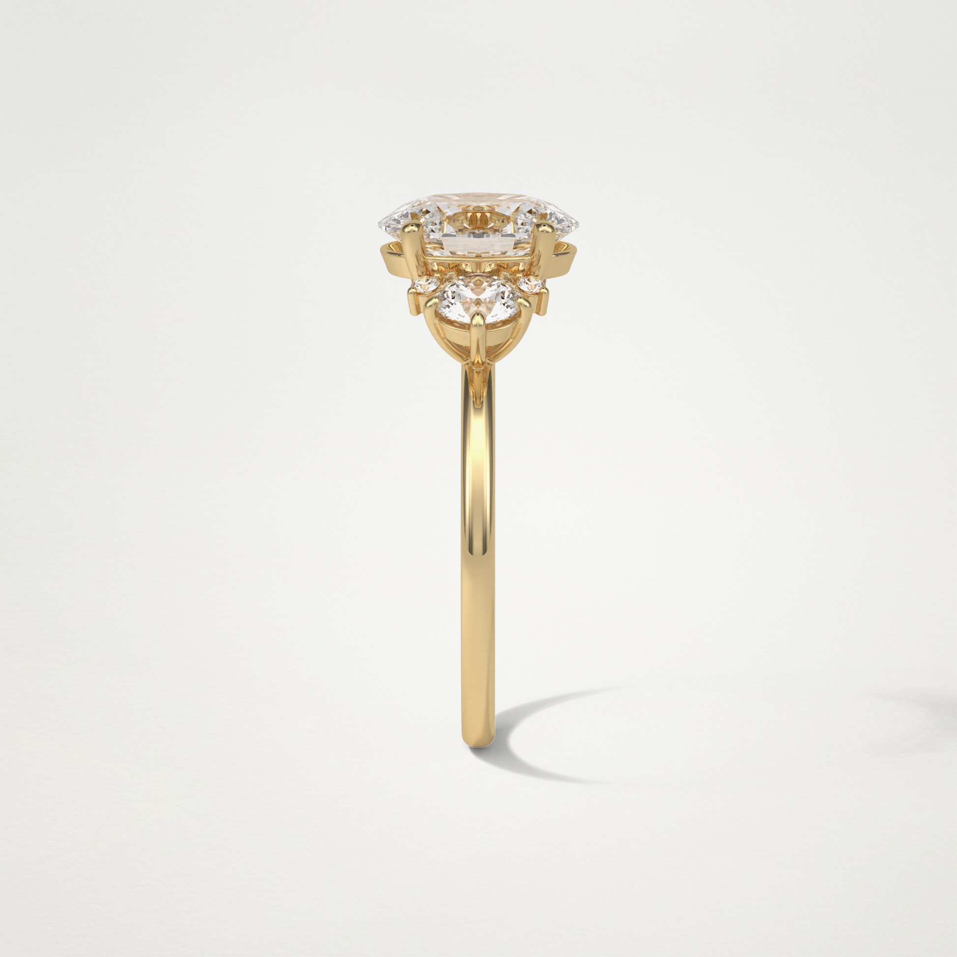 Oval Three Stones Lab Grown Diamond Engagement Ring