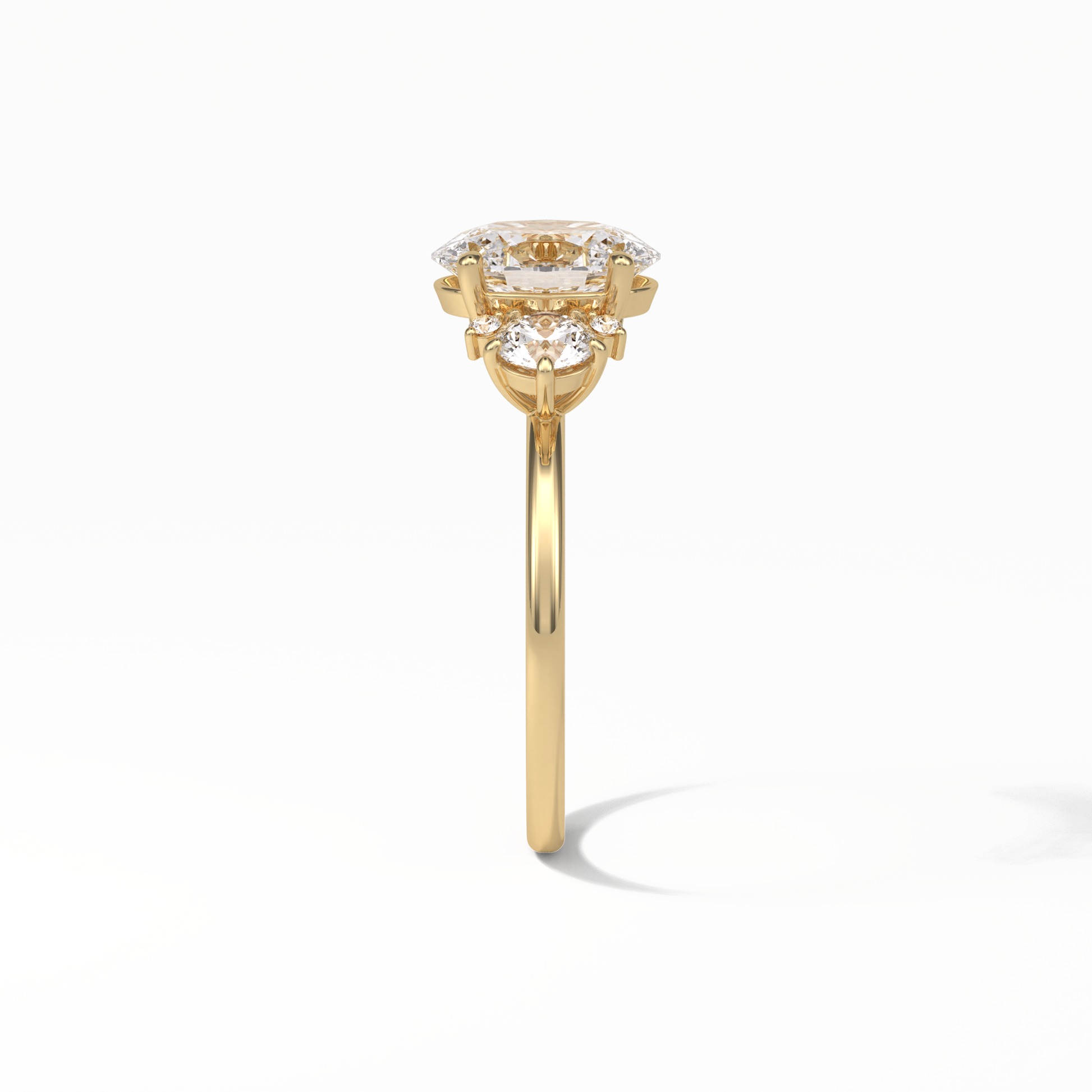Oval Three Stones Lab Grown Diamond Engagement Ring