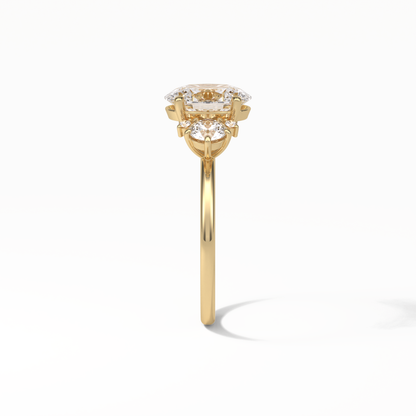 Oval Three Stones Lab Grown Diamond Engagement Ring