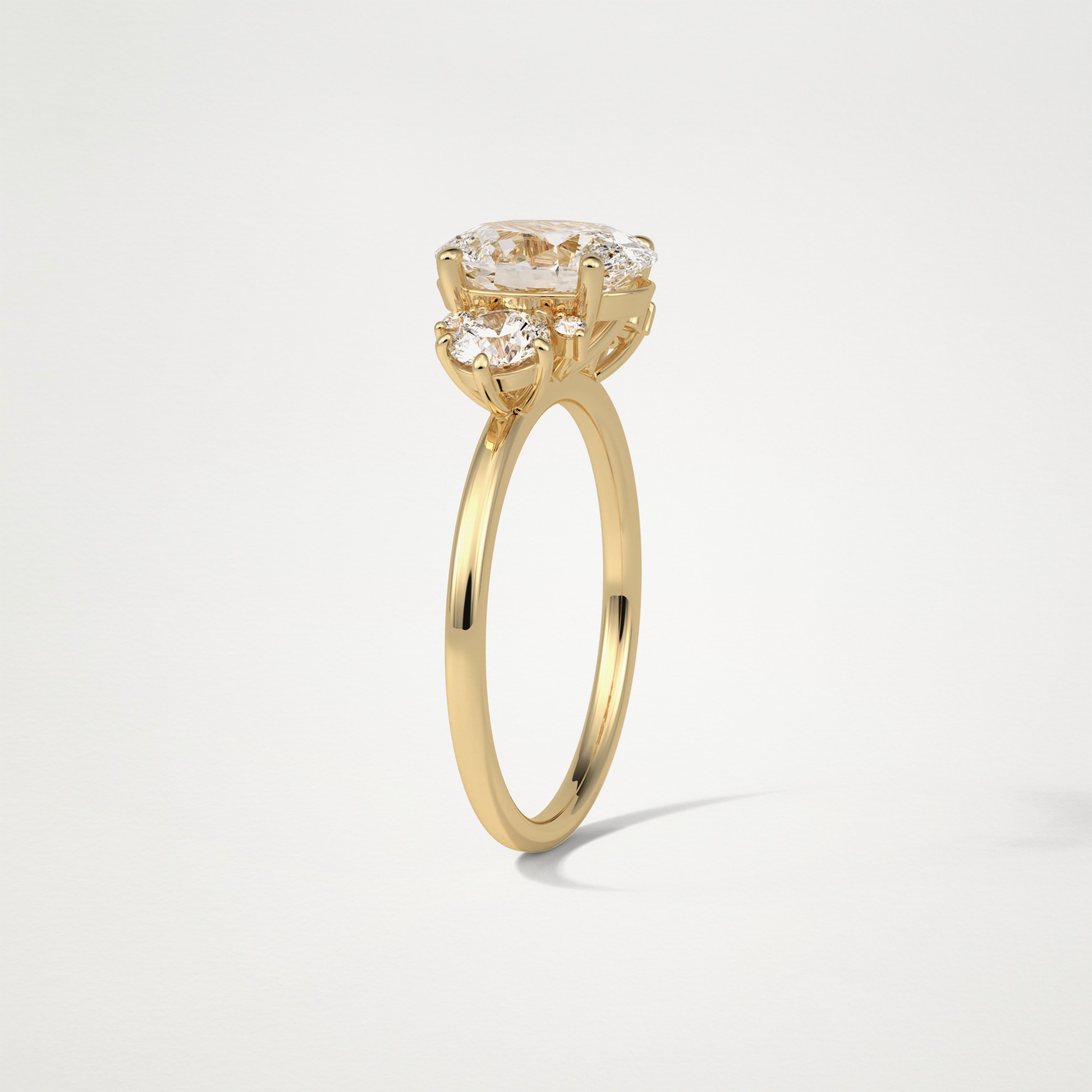 Oval Three Stones Lab Grown Diamond Engagement Ring