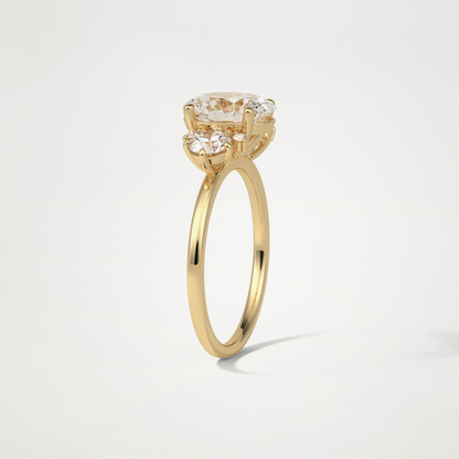 Oval Three Stones Lab Grown Diamond Engagement Ring
