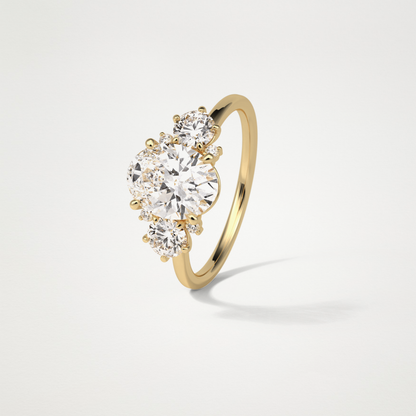 Oval Three Stones Lab Grown Diamond Engagement Ring