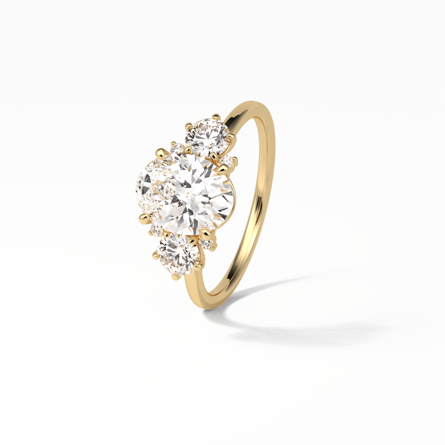 Oval Three Stones Lab Grown Diamond Engagement Ring
