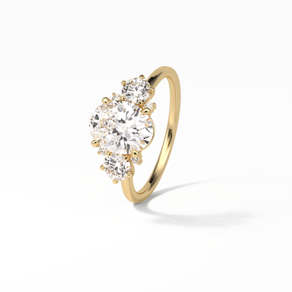 Oval Three Stones Lab Grown Diamond Engagement Ring