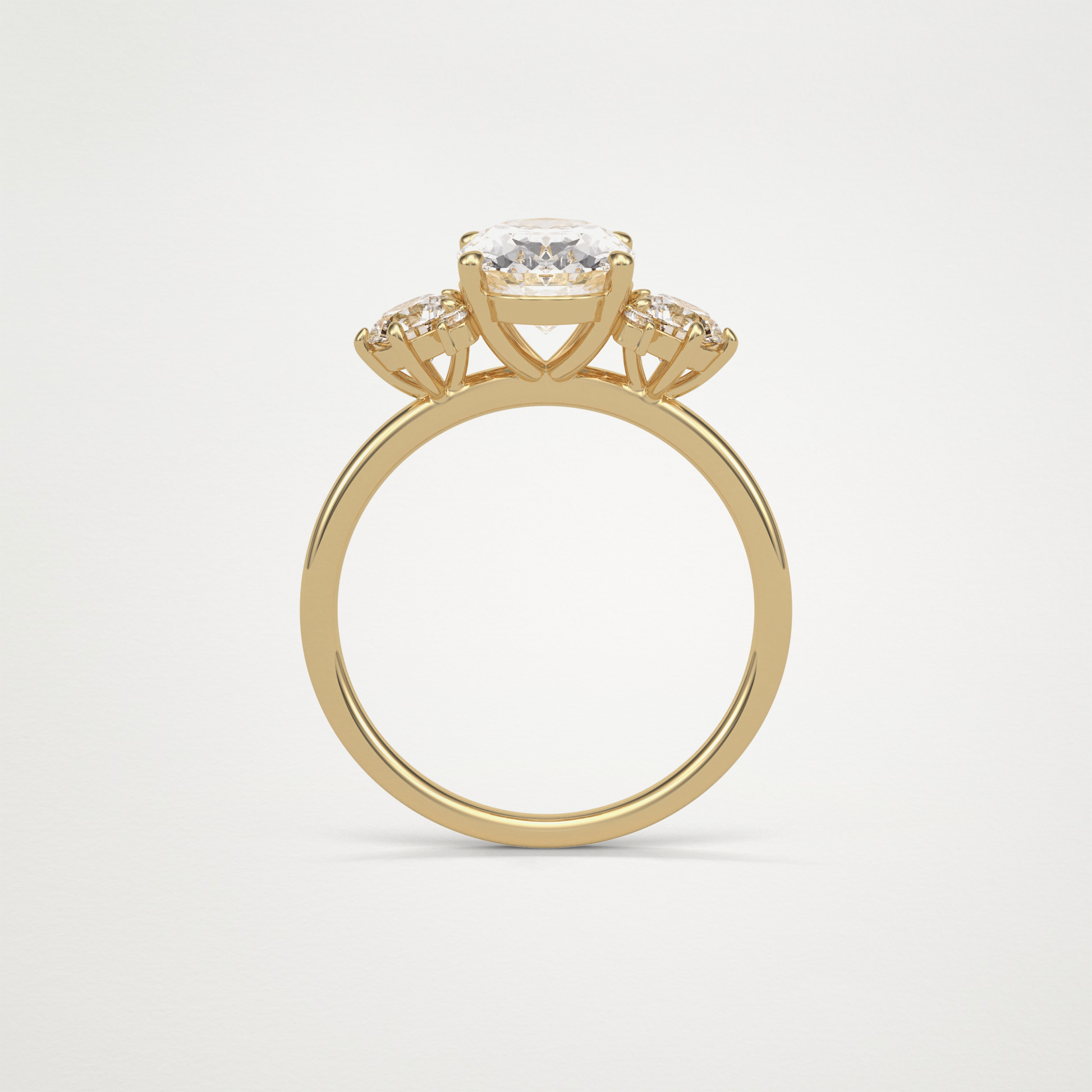 Oval Three Stones Lab Grown Diamond Engagement Ring