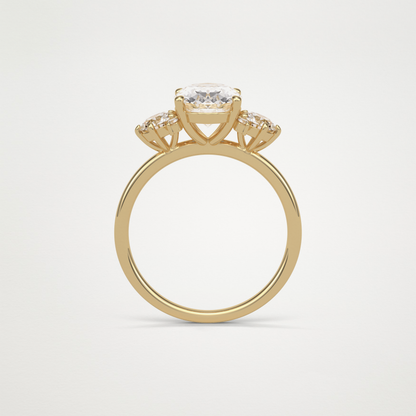Oval Three Stones Lab Grown Diamond Engagement Ring