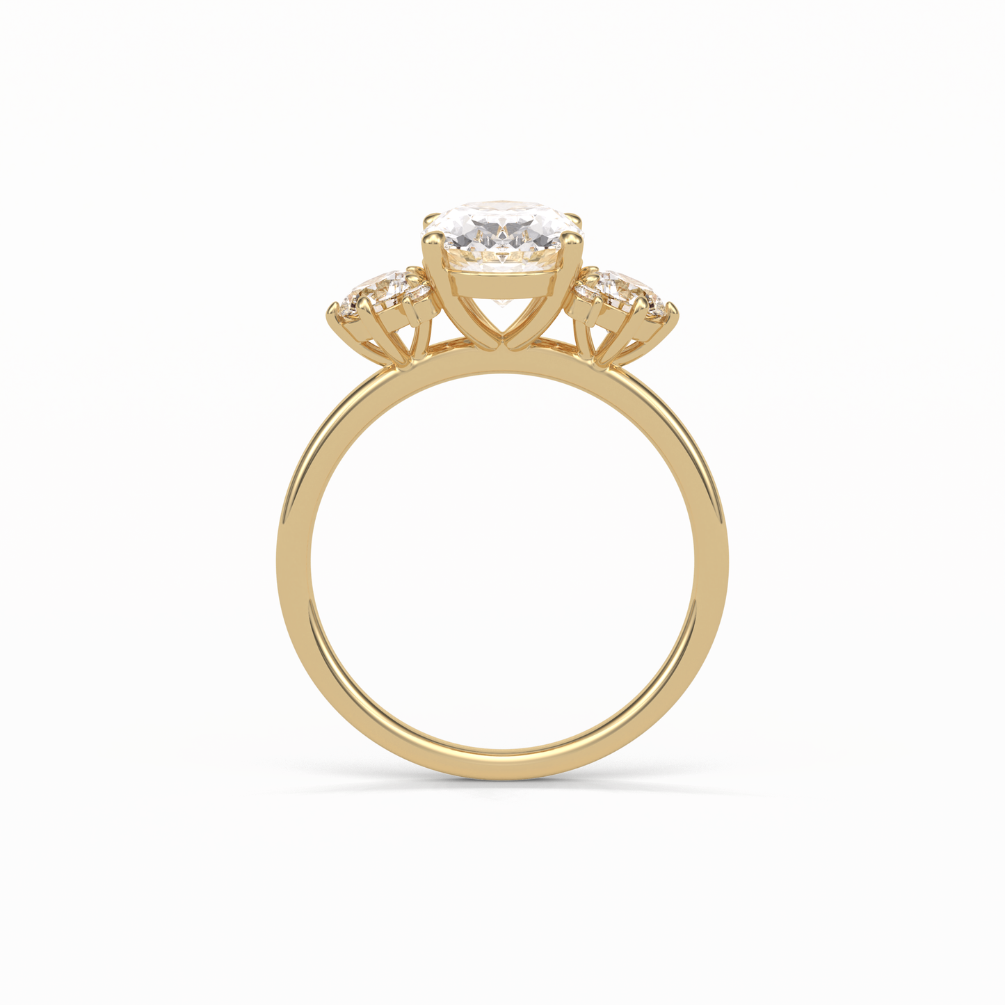 Oval Three Stones Lab Grown Diamond Engagement Ring