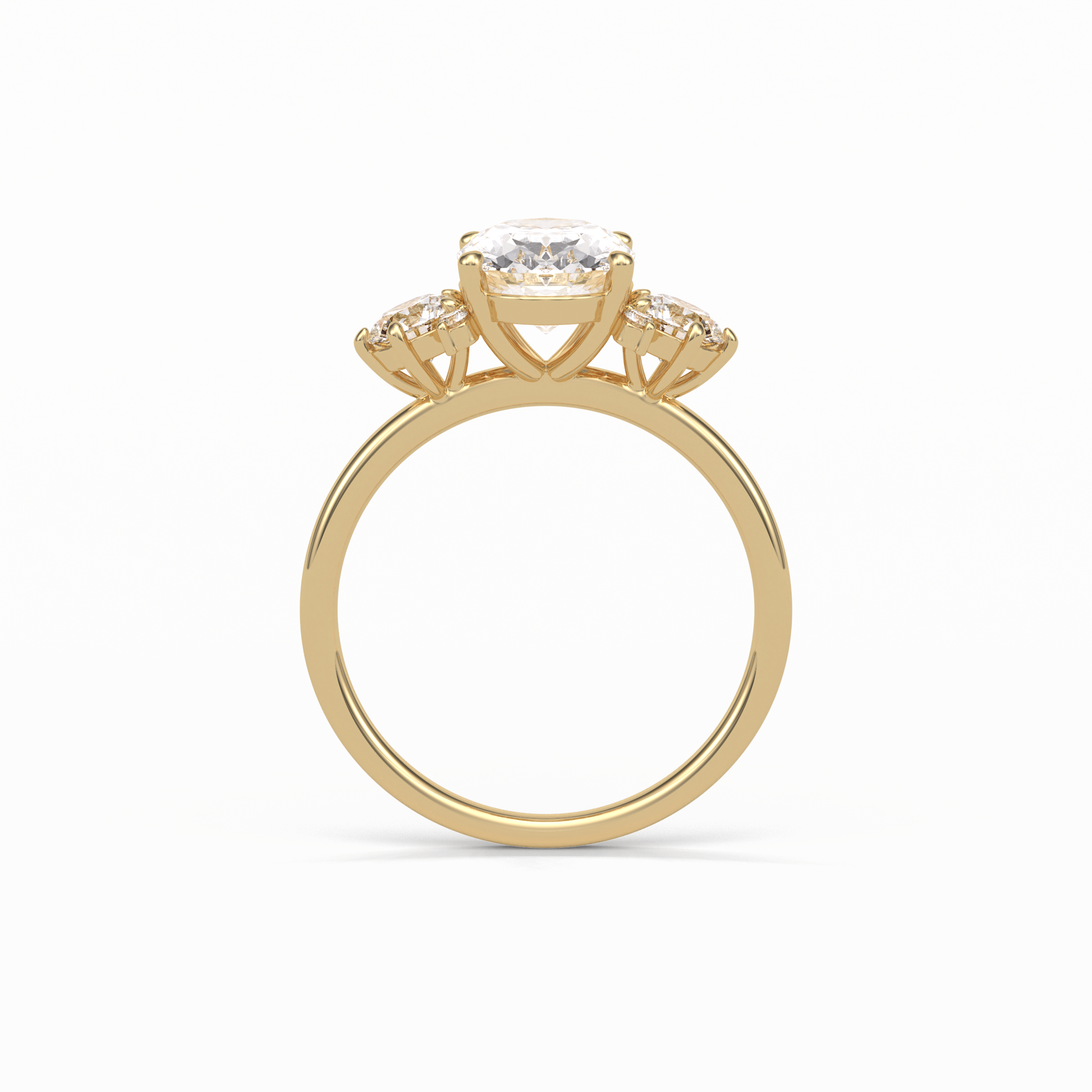 Oval Three Stones Lab Grown Diamond Engagement Ring