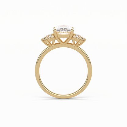 Oval Three Stones Lab Grown Diamond Engagement Ring