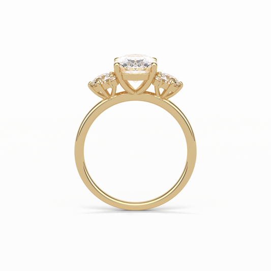 Oval Three Stones Lab Grown Diamond Engagement Ring