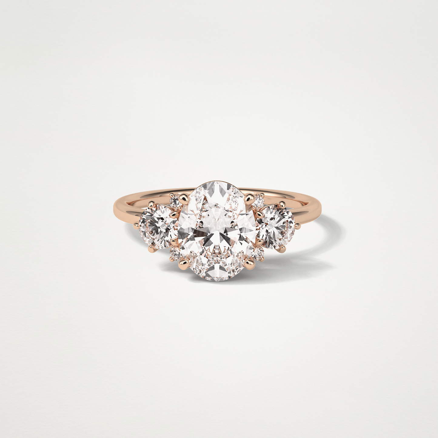Oval Three Stones Lab Grown Diamond Engagement Ring
