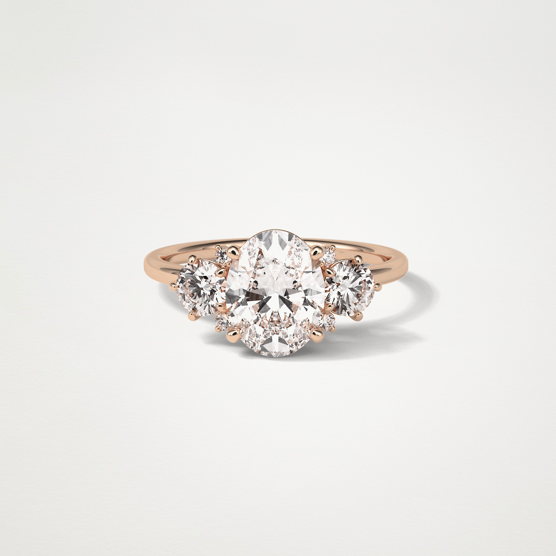 Oval Three Stones Lab Grown Diamond Engagement Ring
