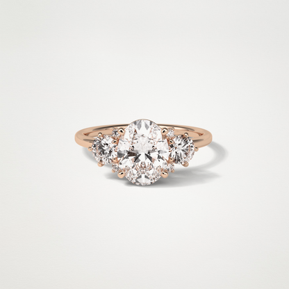 Oval Three Stones Lab Grown Diamond Engagement Ring