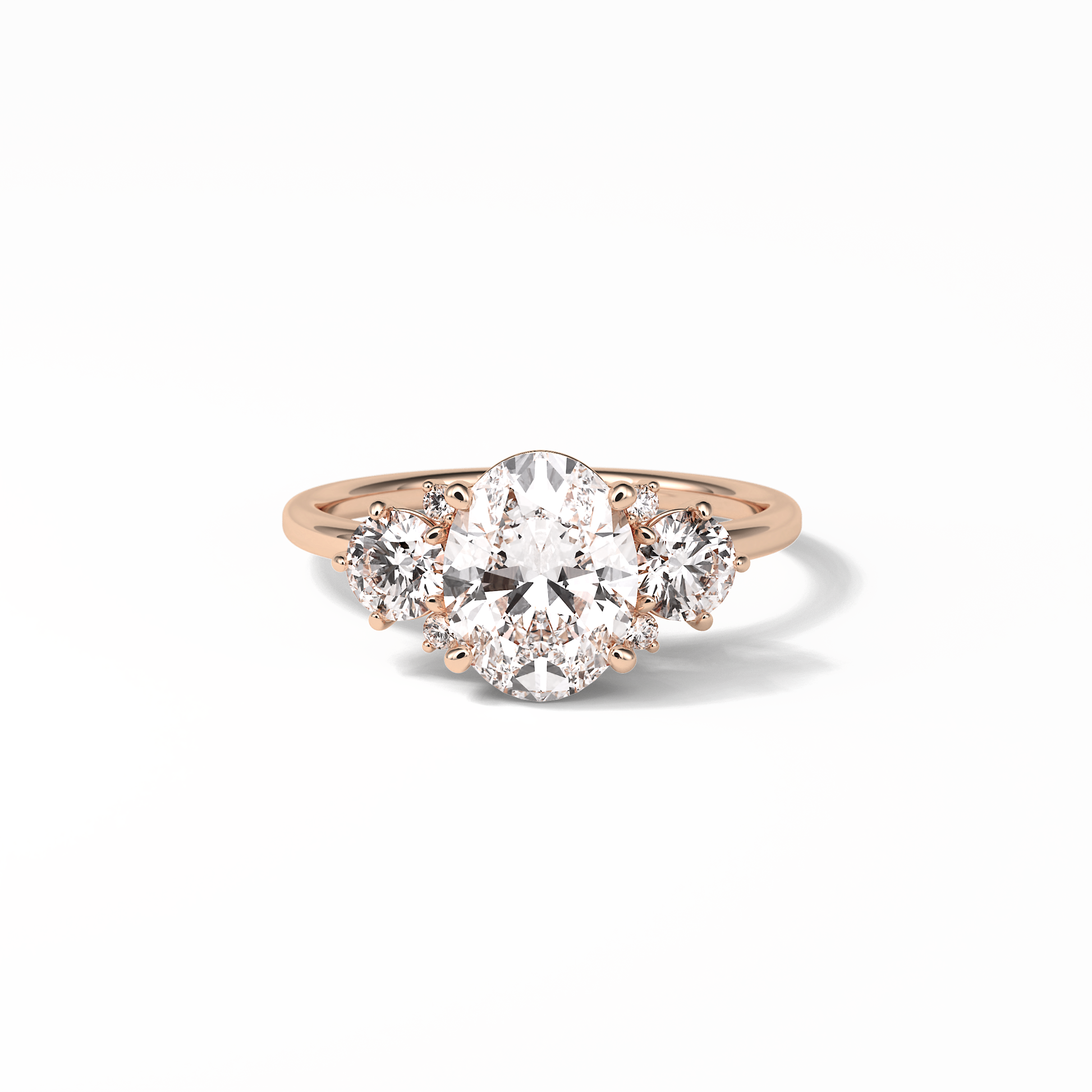 Oval Three Stones Lab Grown Diamond Engagement Ring