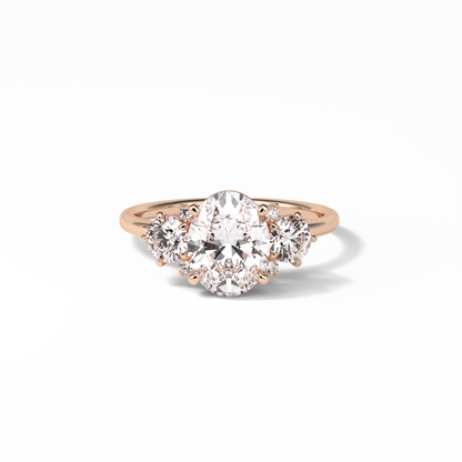 Oval Three Stones Lab Grown Diamond Engagement Ring