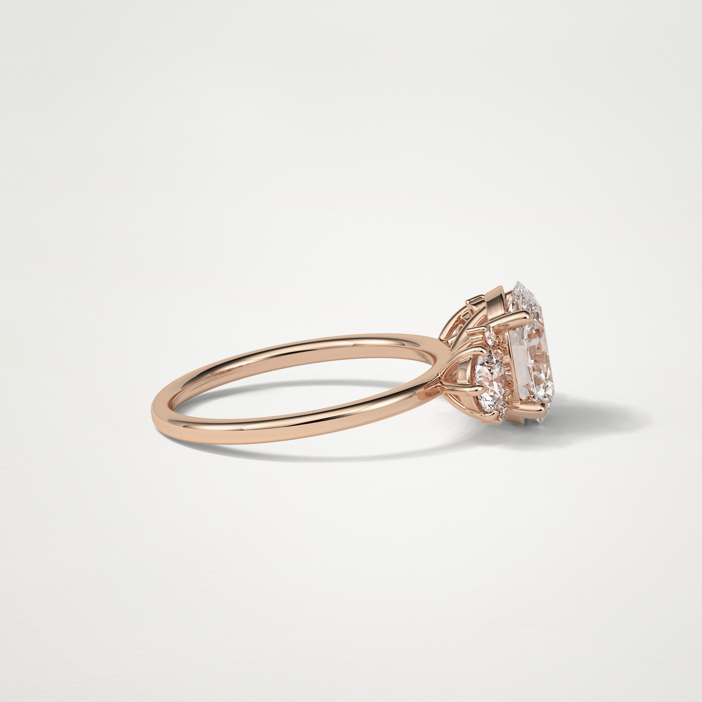 Oval Three Stones Lab Grown Diamond Engagement Ring