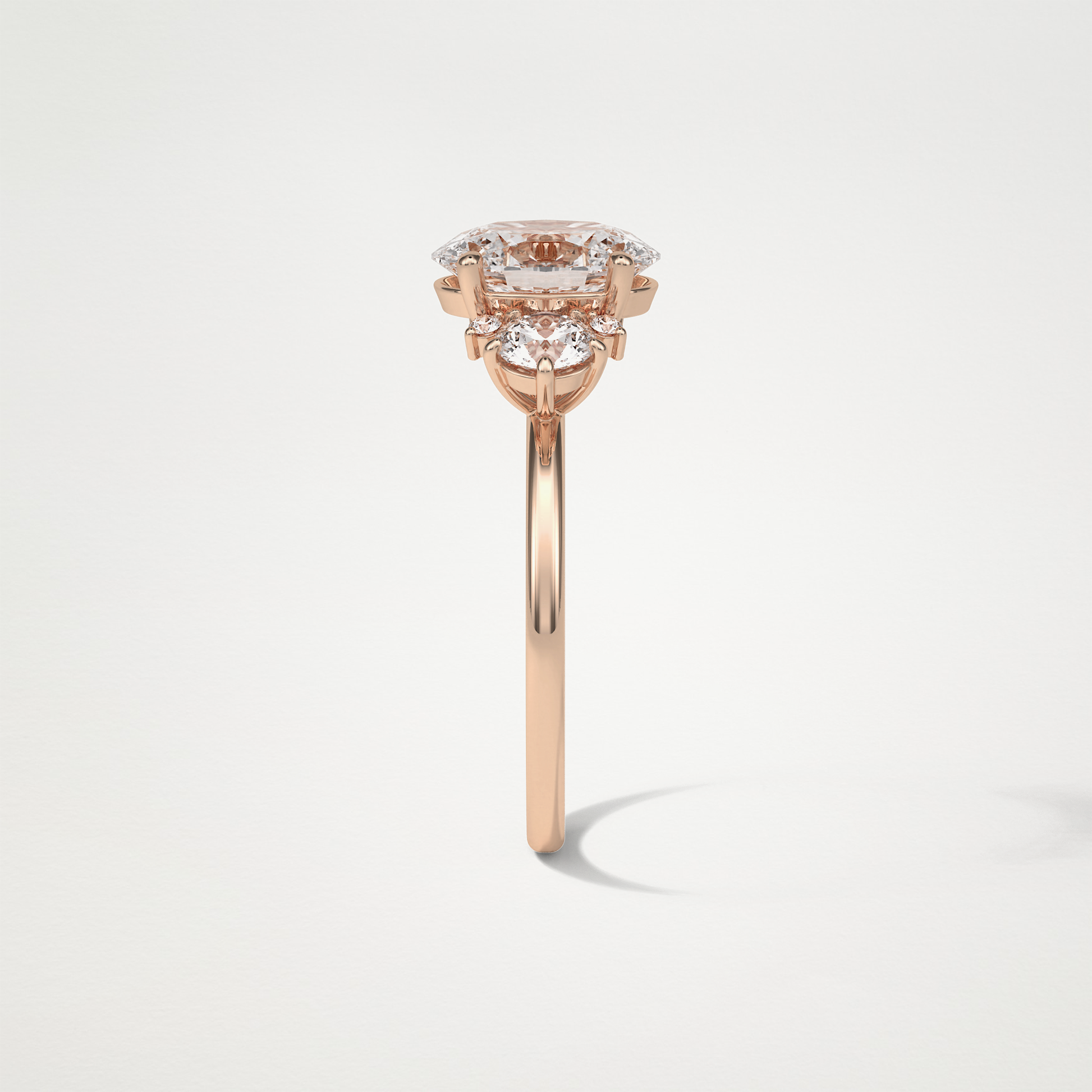 Oval Three Stones Lab Grown Diamond Engagement Ring