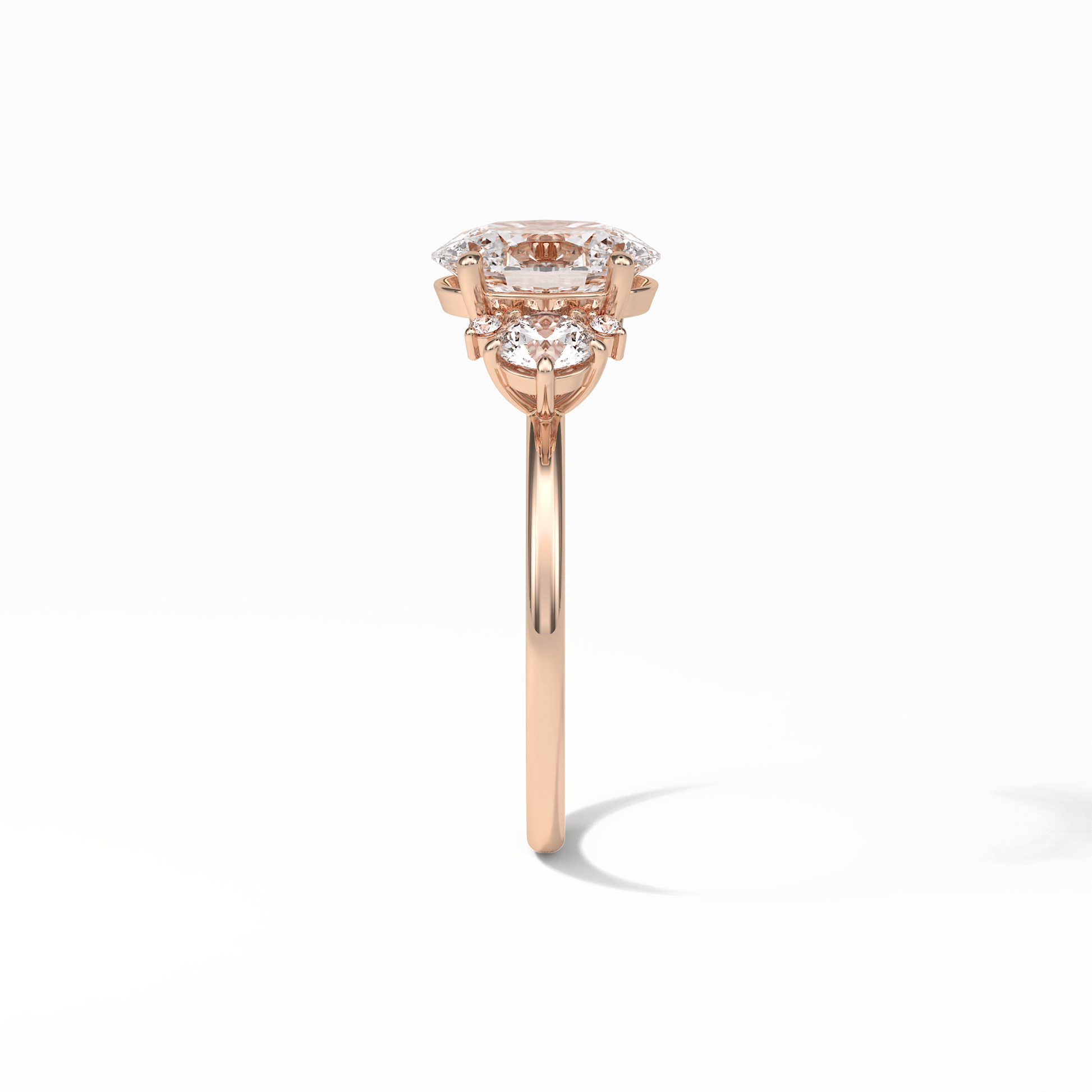 Oval Three Stones Lab Grown Diamond Engagement Ring
