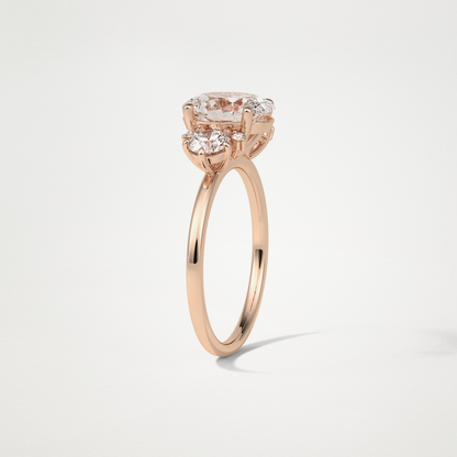 Oval Three Stones Lab Grown Diamond Engagement Ring