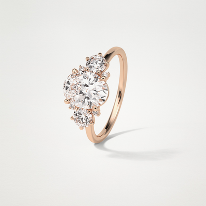 Oval Three Stones Lab Grown Diamond Engagement Ring