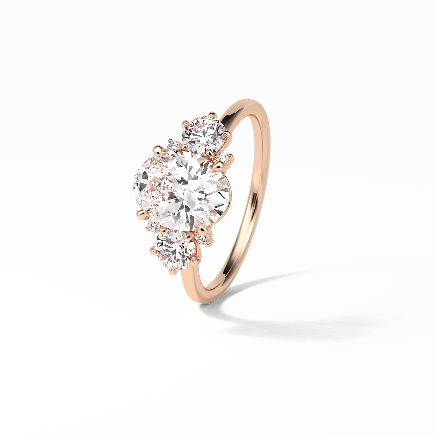 Oval Three Stones Lab Grown Diamond Engagement Ring