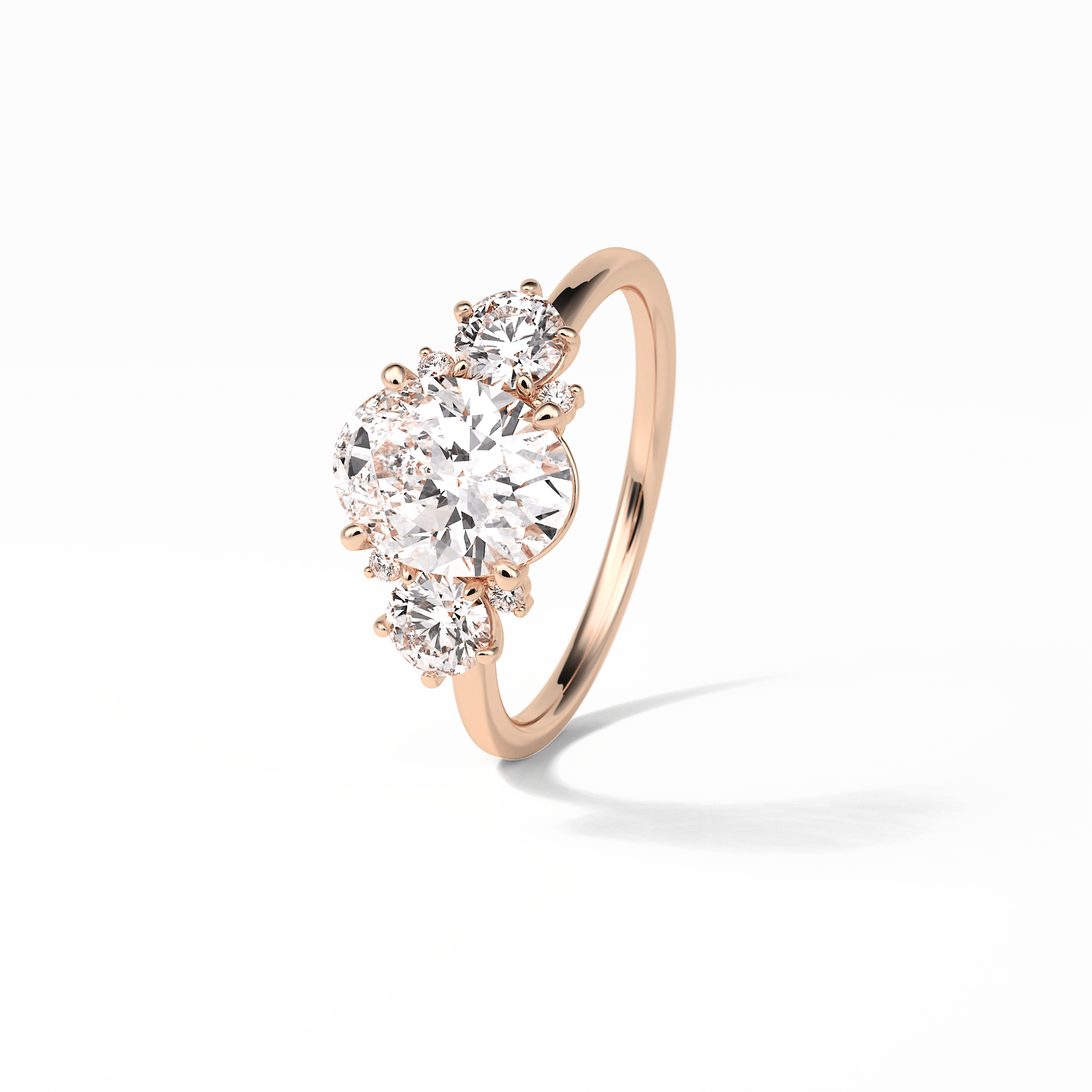 Oval Three Stones Lab Grown Diamond Engagement Ring