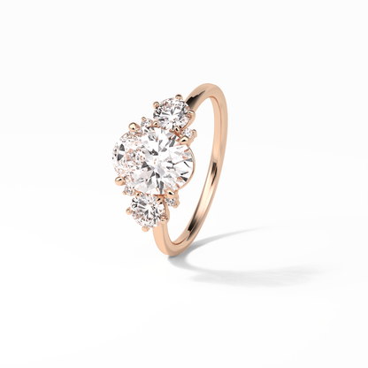Oval Three Stones Lab Grown Diamond Engagement Ring