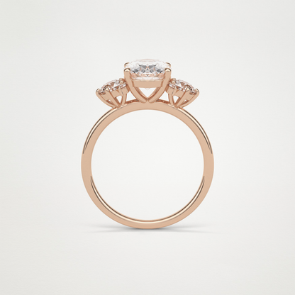 Oval Three Stones Lab Grown Diamond Engagement Ring