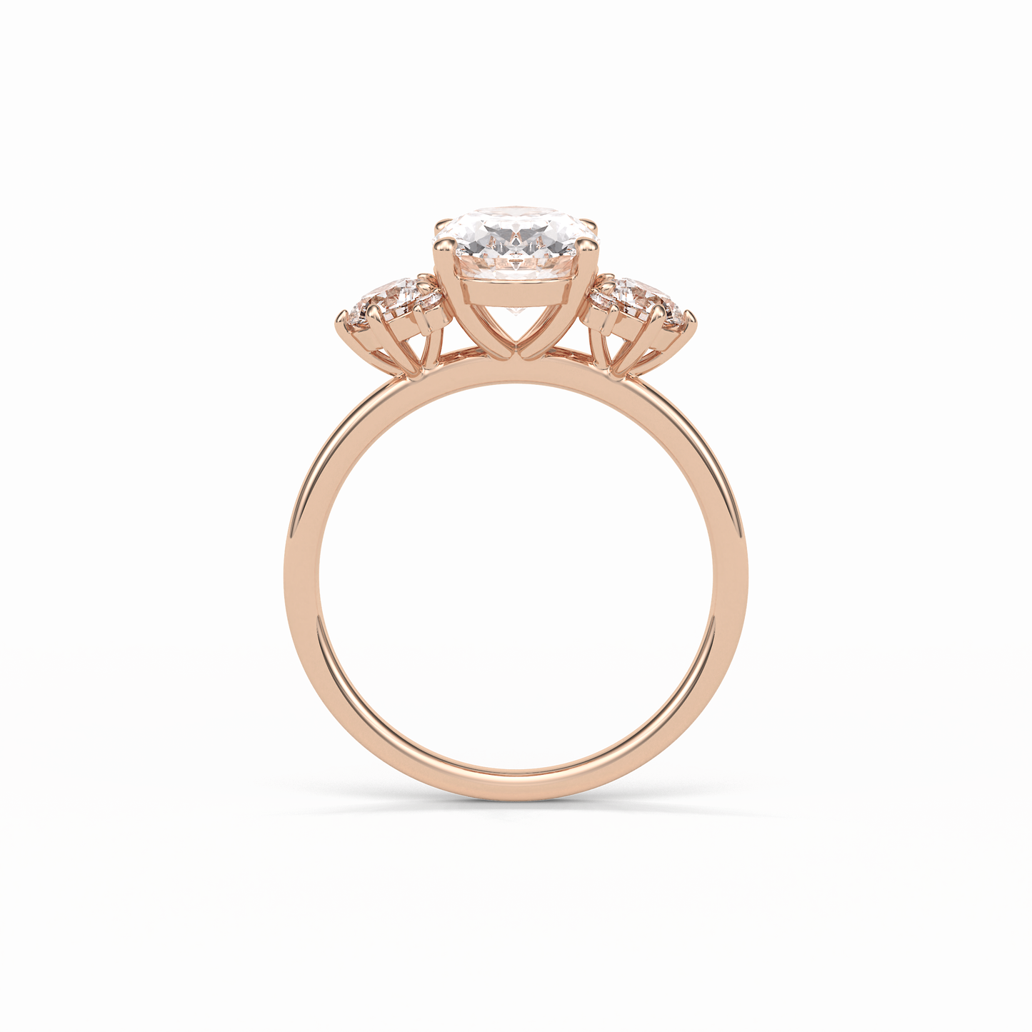 Oval Three Stones Lab Grown Diamond Engagement Ring