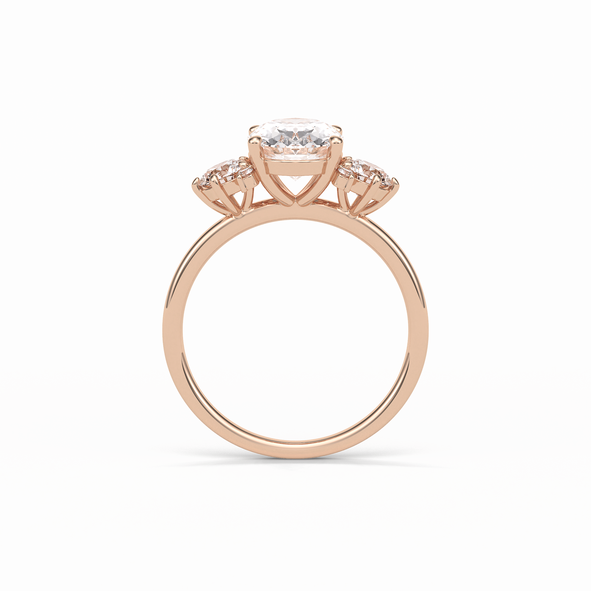 Oval Three Stones Lab Grown Diamond Engagement Ring