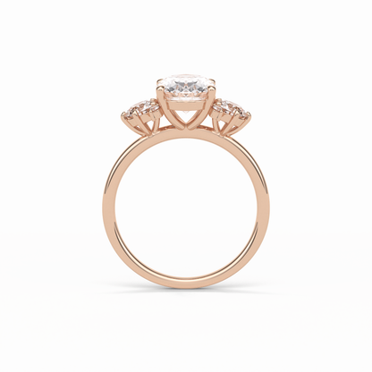 Oval Three Stones Lab Grown Diamond Engagement Ring