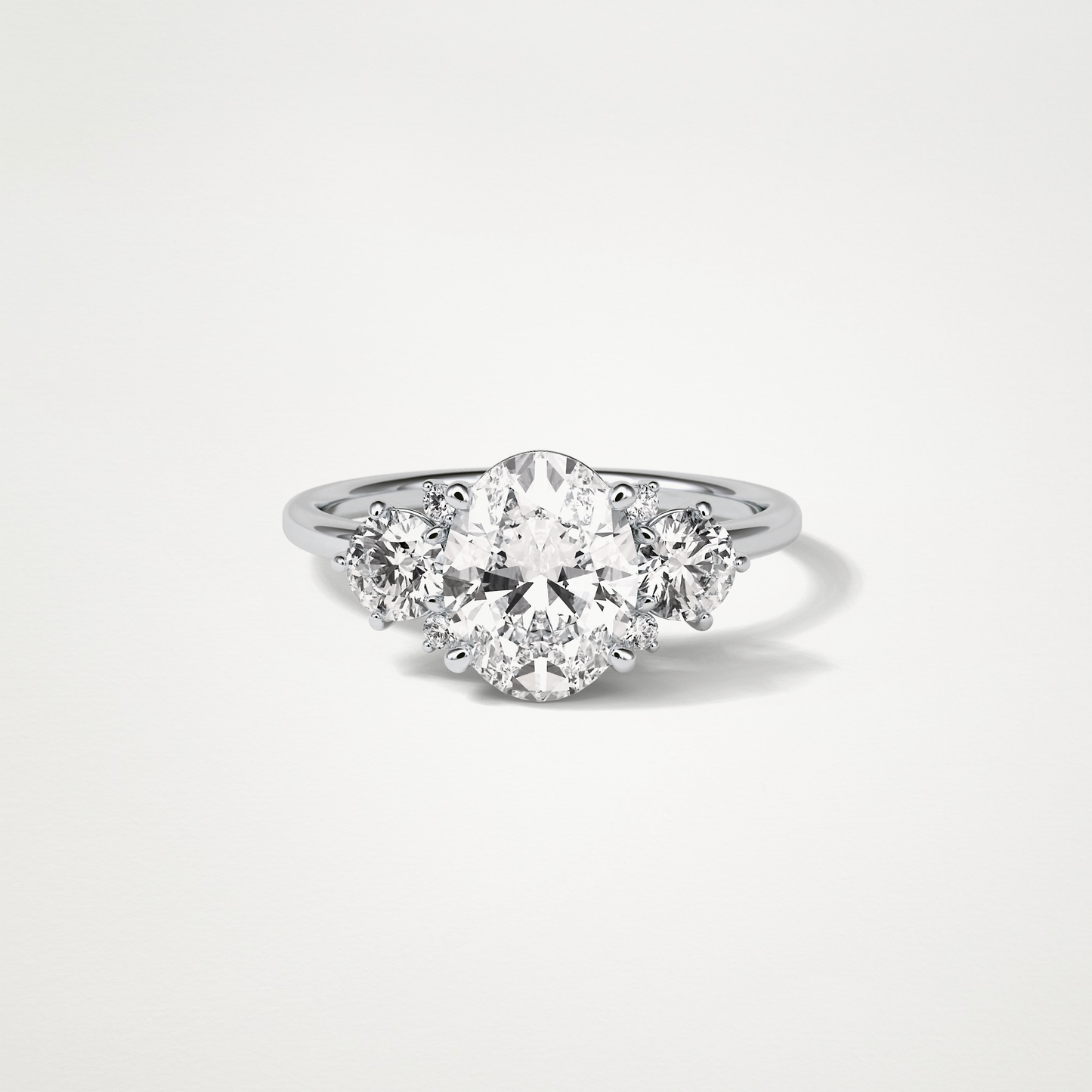 Oval Three Stones Lab Grown Diamond Engagement Ring