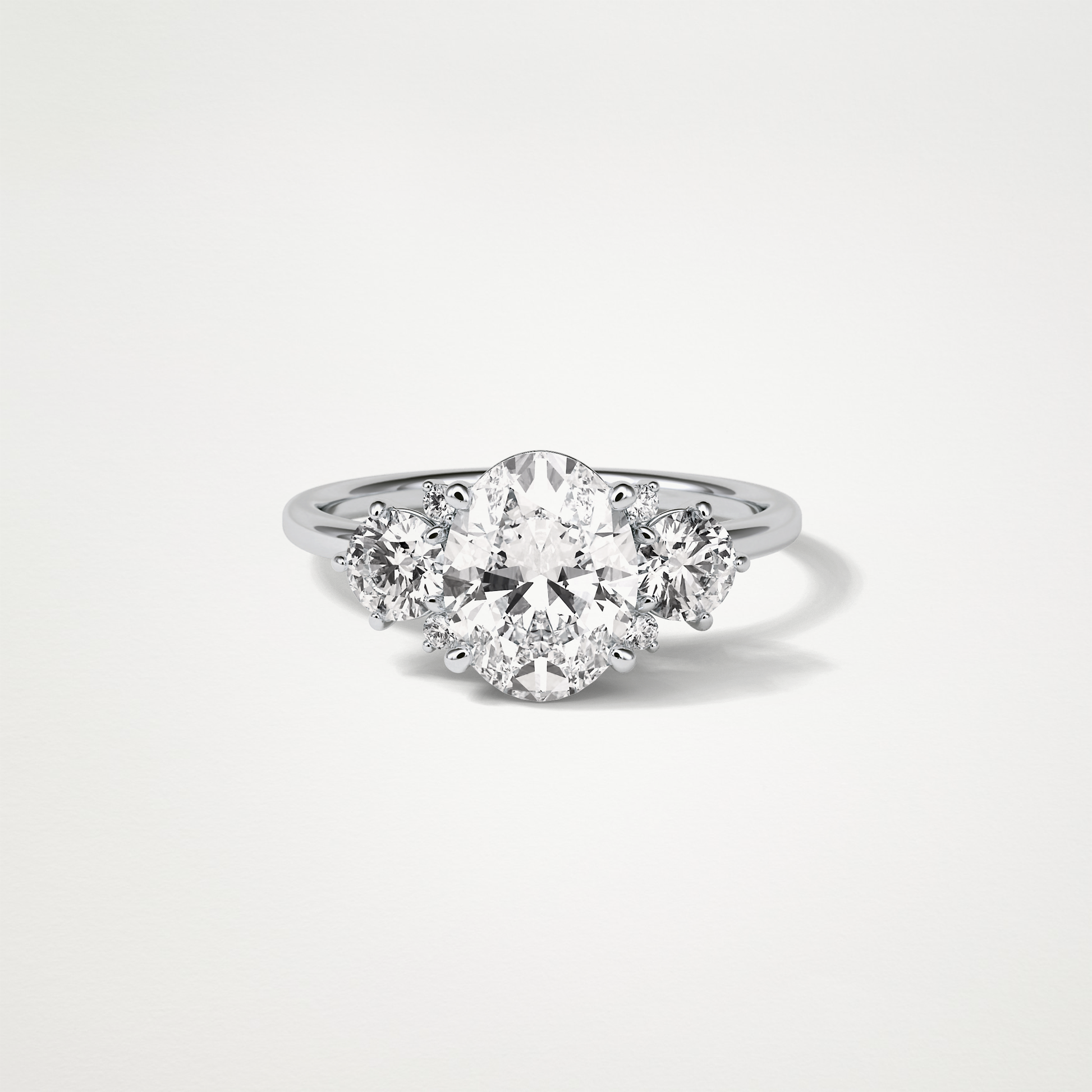 Oval Three Stones Lab Grown Diamond Engagement Ring