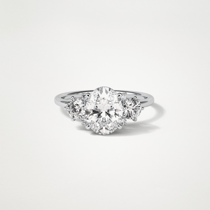 Oval Three Stones Lab Grown Diamond Engagement Ring