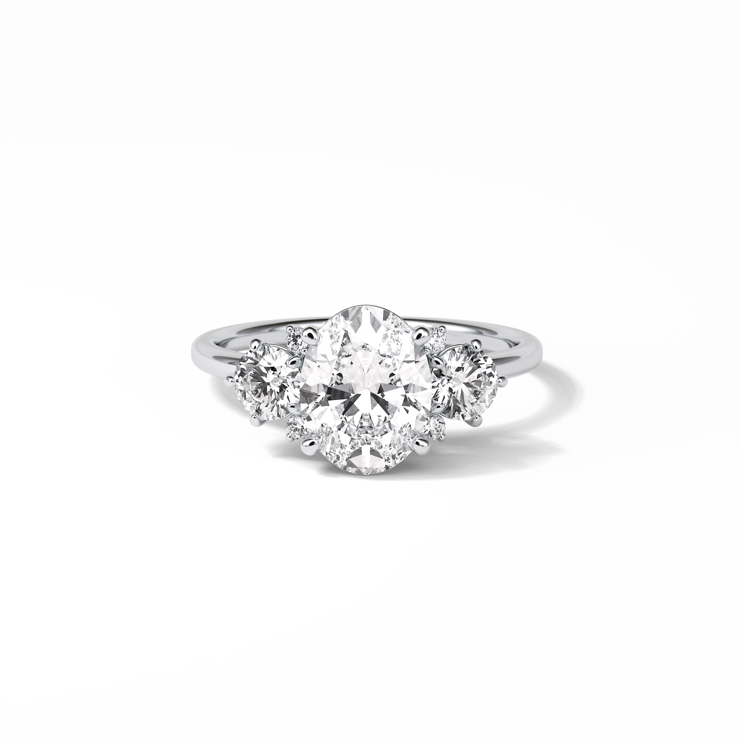 Oval Three Stones Lab Grown Diamond Engagement Ring