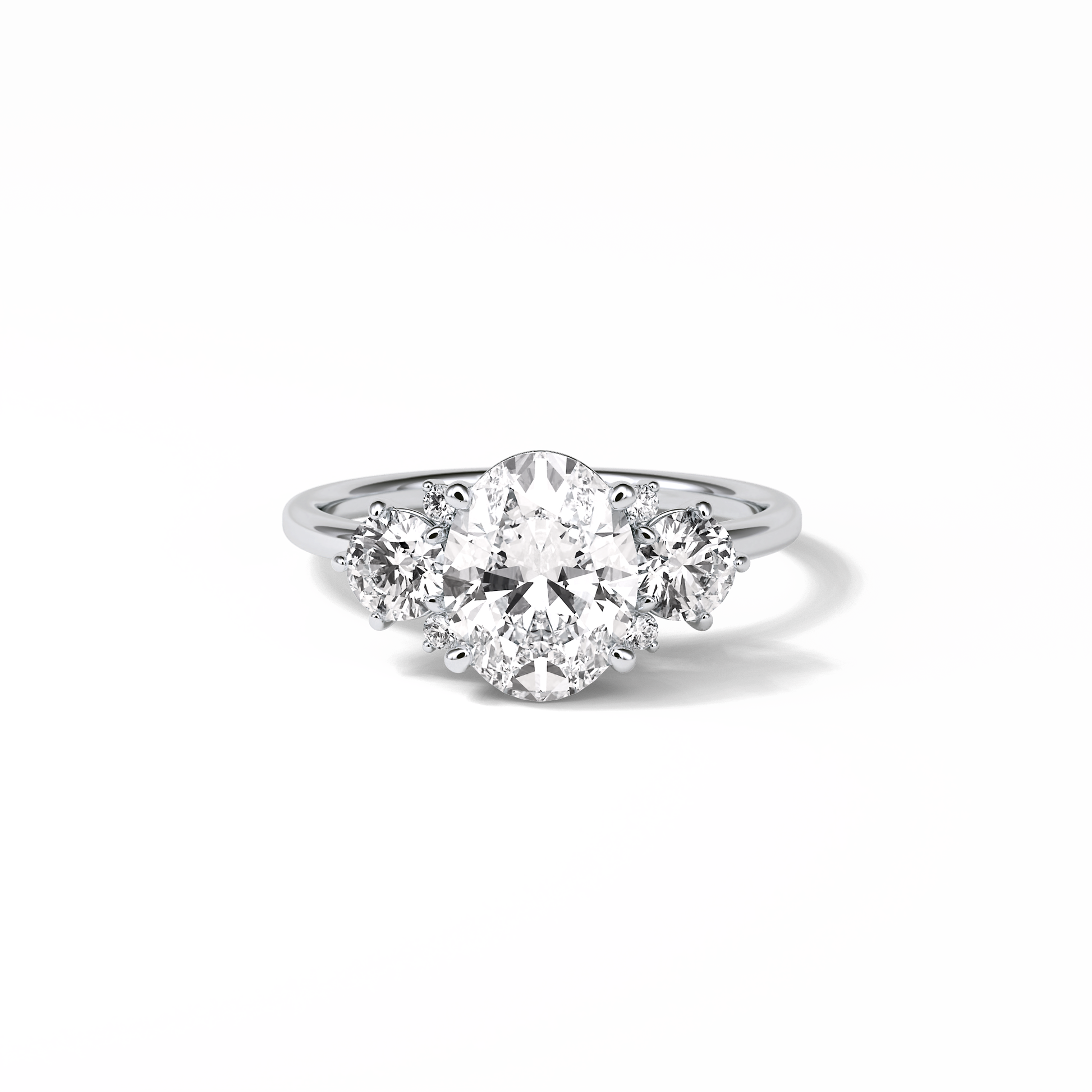Oval Three Stones Lab Grown Diamond Engagement Ring