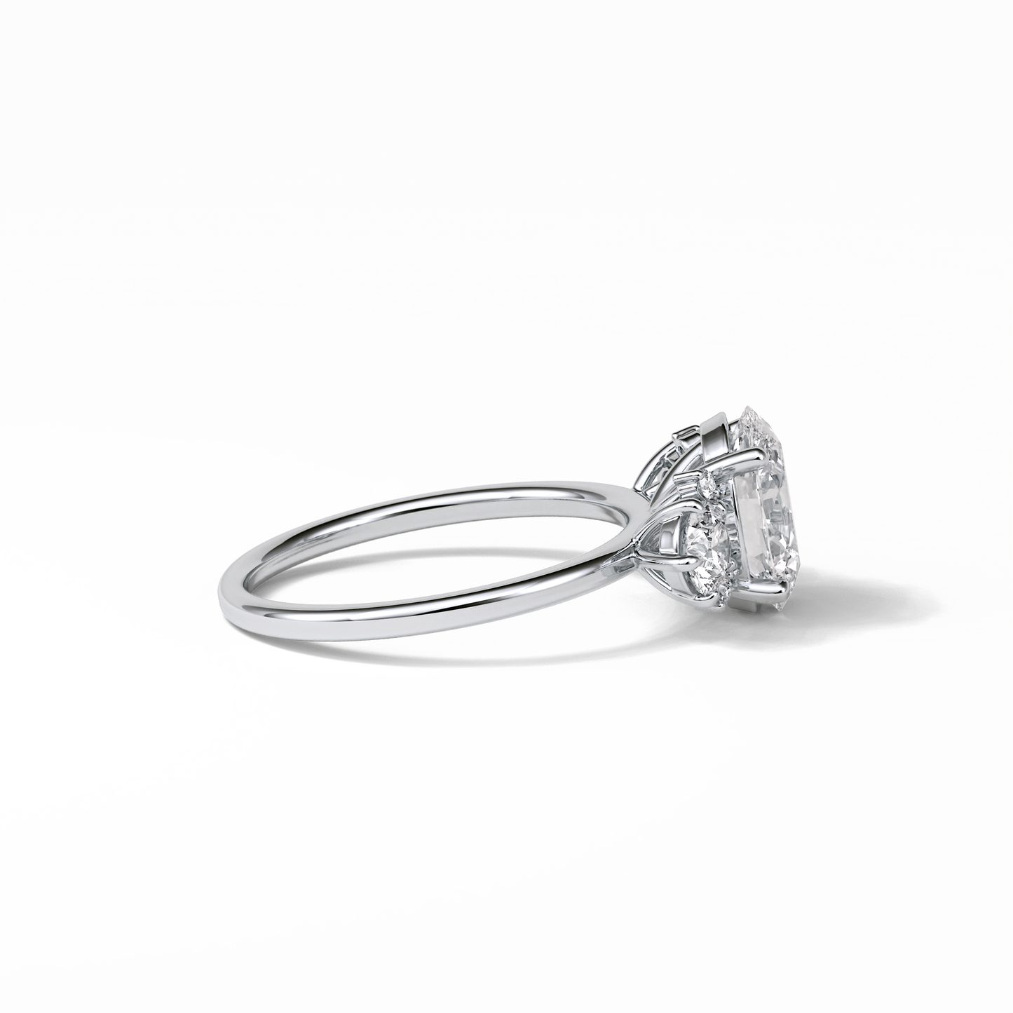 Oval Three Stones Lab Grown Diamond Engagement Ring