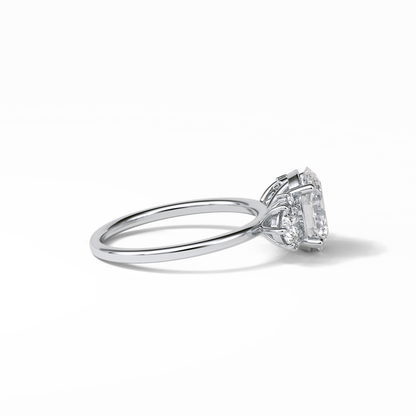 Oval Three Stones Lab Grown Diamond Engagement Ring