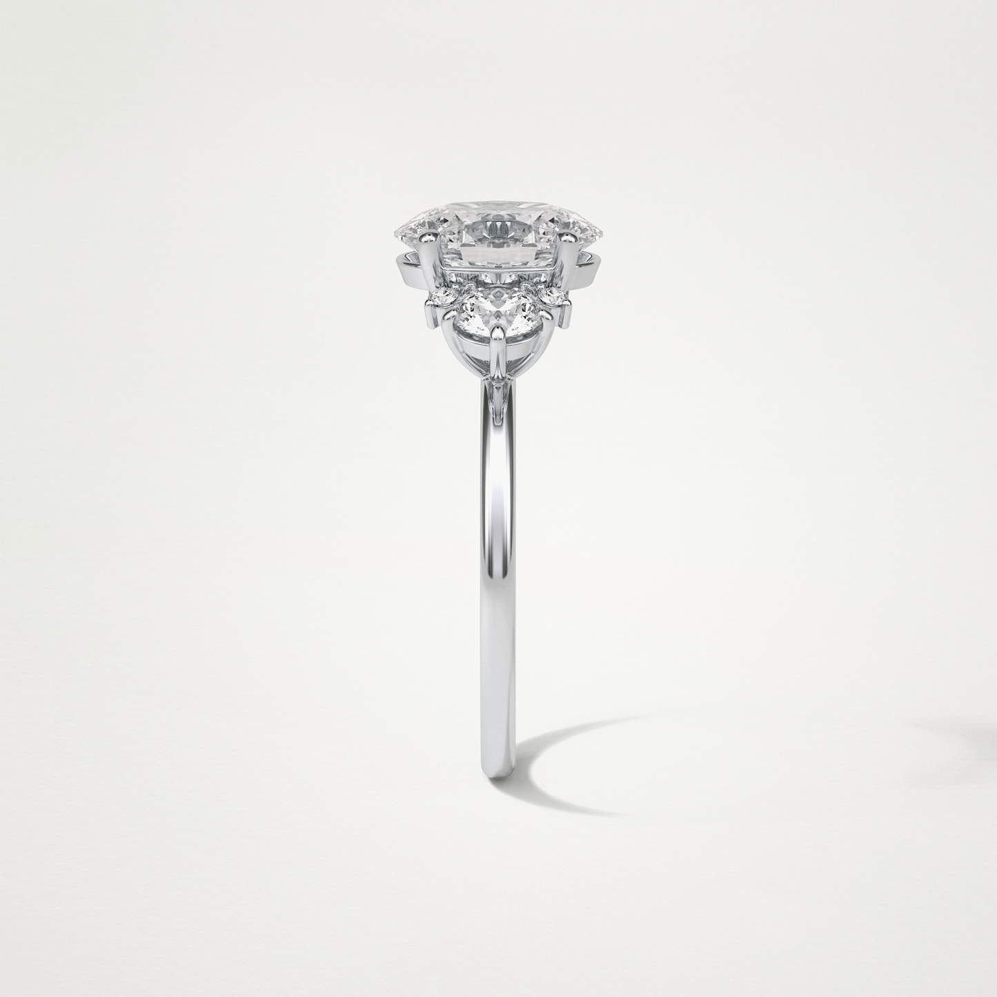 Oval Three Stones Lab Grown Diamond Engagement Ring