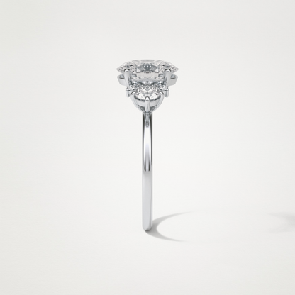 Oval Three Stones Lab Grown Diamond Engagement Ring